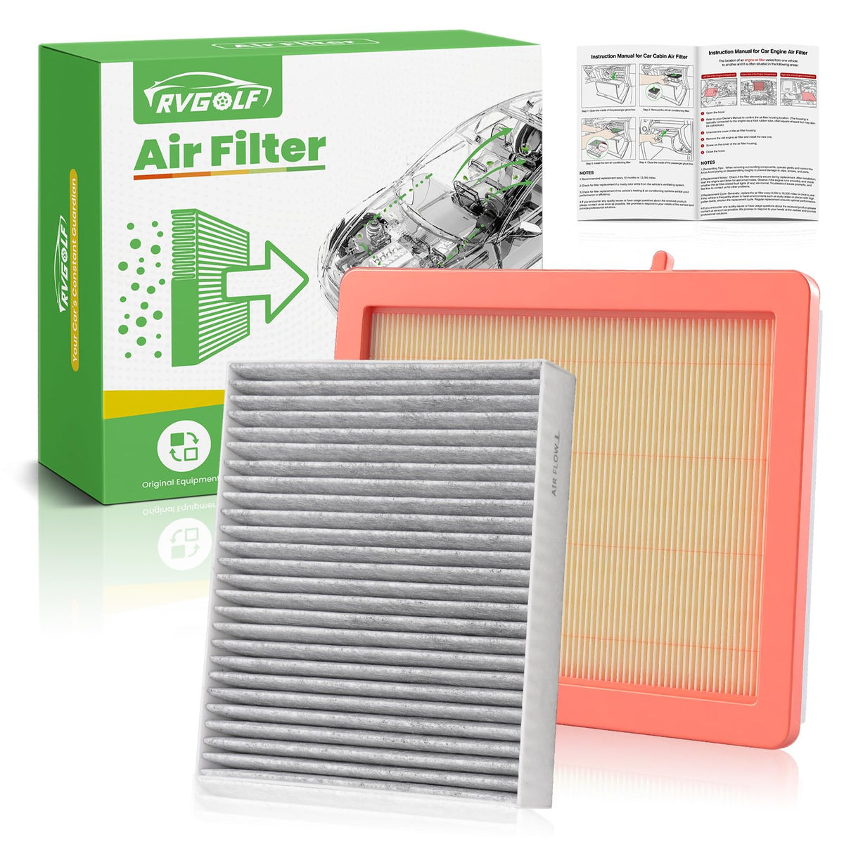 Not for Hybrid, Engine+Cabin Air Filter Fit 2015-2019 Sonata 2.4L (Gas) Jansha Store
