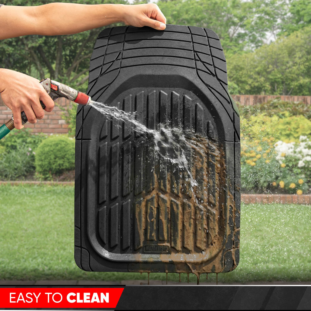 Motor Trend FlexTough Floor Mats for Cars, Black Deep Dish All-Weather Car Mats, Waterproof Trim-to Fit Automotive Floor Mats for Cars Trucks SUV, Universal Floor Liner Car Accessories Jansha Store