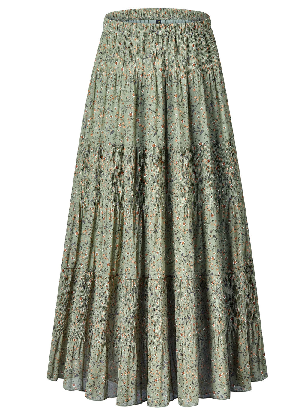 NASHALYLY Women's Chiffon Elastic High Waist Pleated A-Line Maxi Skirts Jansha Store