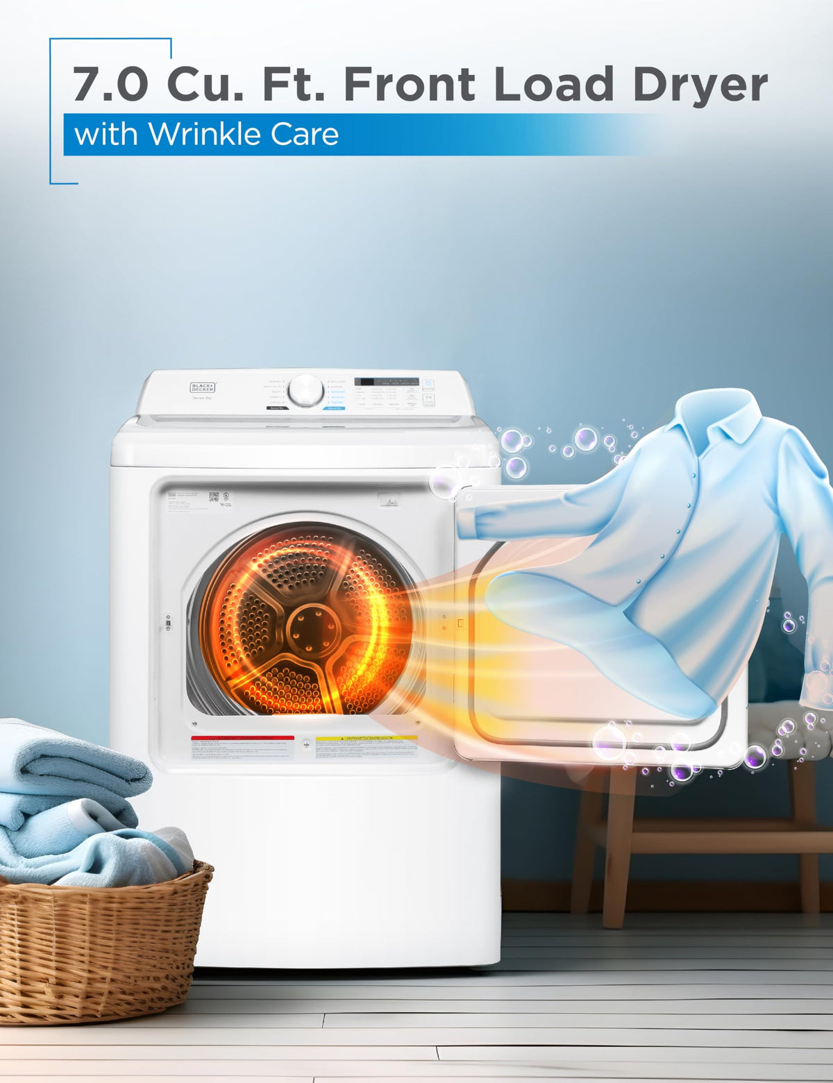 BLACK+DECKER 2.65 Cu. Ft. Portable Dryer, 8.8 lb. Capacity, BCED26, White Jansha Store