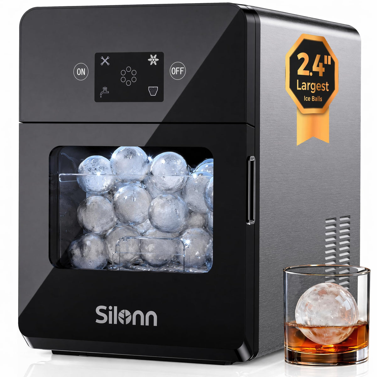 Silonn Ice Maker Countertop, 9 Cubes Ready in 6 Mins, 26lbs in 24Hrs, Self-Cleaning Ice Machine with Ice Scoop and Basket, 2 Sizes of Bullet Ice for Home Kitchen Office Bar Party Jansha Store