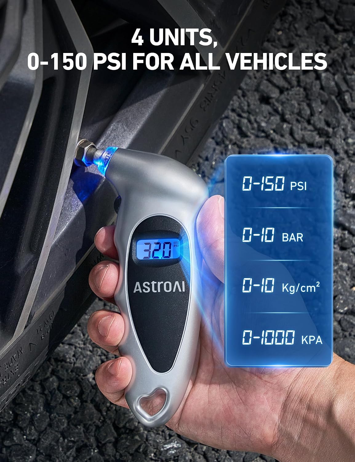 AstroAI Digital Tire Pressure Gauge 150PSI, ±1PSI Accuracy for Car Truck Jansha Store