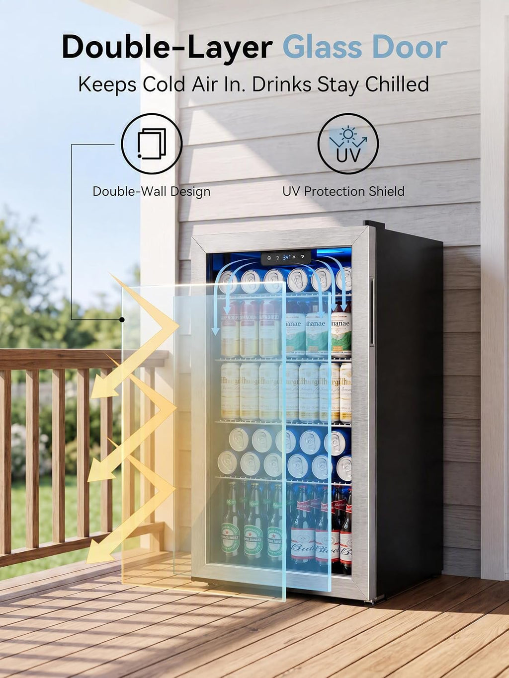 Icyglee 3.2 Cu.Ft Beverage Refrigerator Cooler, 126 Can Mini Fridge,Silver Jansha Store