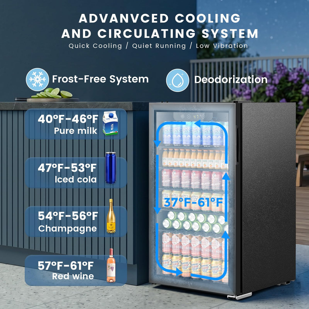 Electactic Wine Cooler 37 Bottle Freestanding Fridge with Stainless Steel Reversible Glass Door, 145 Can Beverage Refrigerator Quiet Compressor for Home Kitchen Bar, 4.5 Cu.ft Silver Jansha Store
