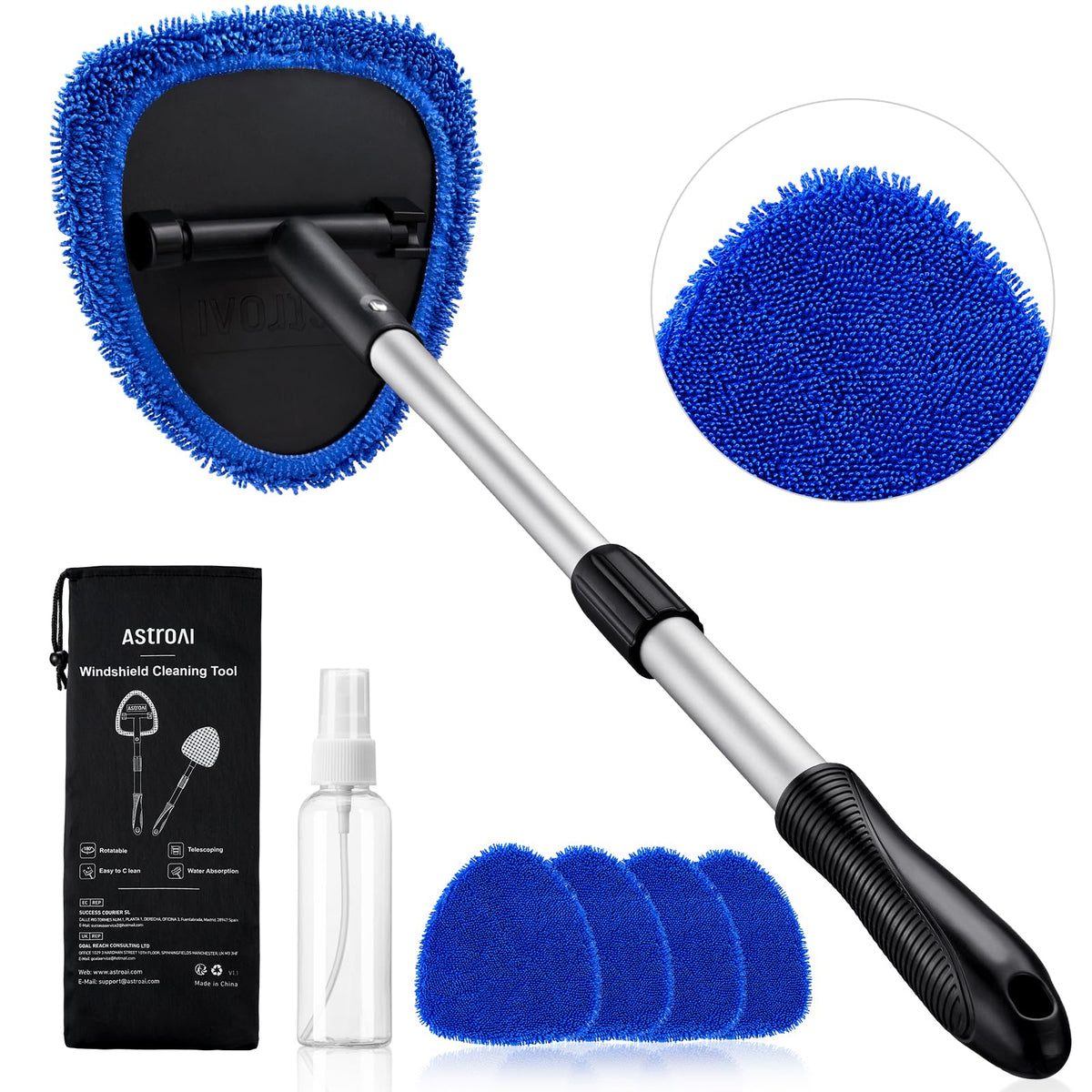 AstroAI Windshield Cleaner Tool & Car Interior Detailing Kit, Blue, 21 in Jansha Store