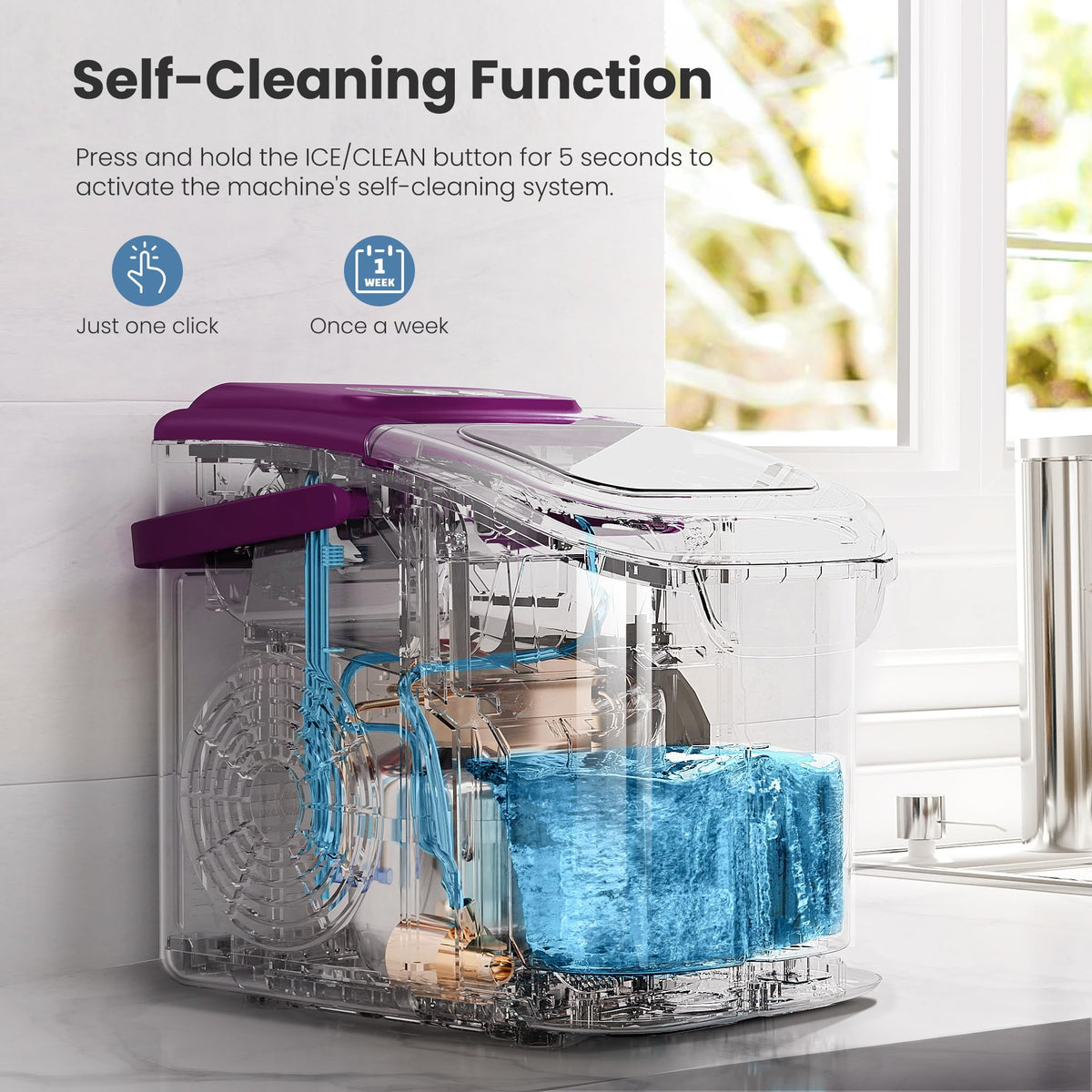 Crzoe Countertop Ice Maker, 26Lbs/24H, 2 Sizes of Ice, Self-Cleaning,Green Jansha Store