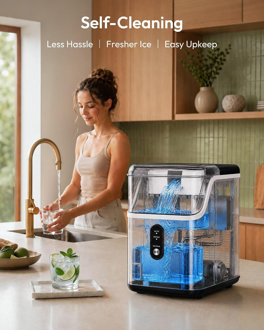 EUHOMY Nugget Ice Maker Countertop, 35lbs/24H, Ready in 7 Mins, Stainless Jansha Store