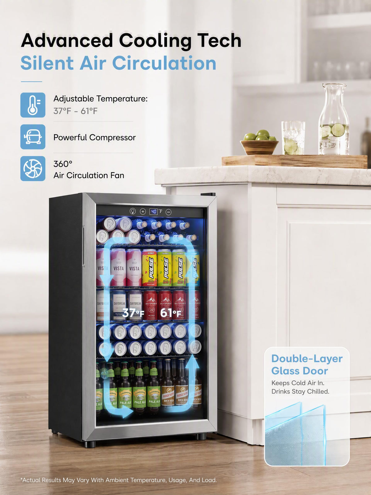Icyglee 3.2 Cu.Ft Beverage Refrigerator Cooler, 126 Can Mini Fridge,Silver Jansha Store