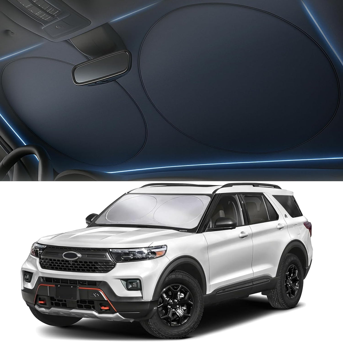 Autovir Windshield Sun Shade, Foldable Car Window Shades, 280T Visor Shade Jansha Store