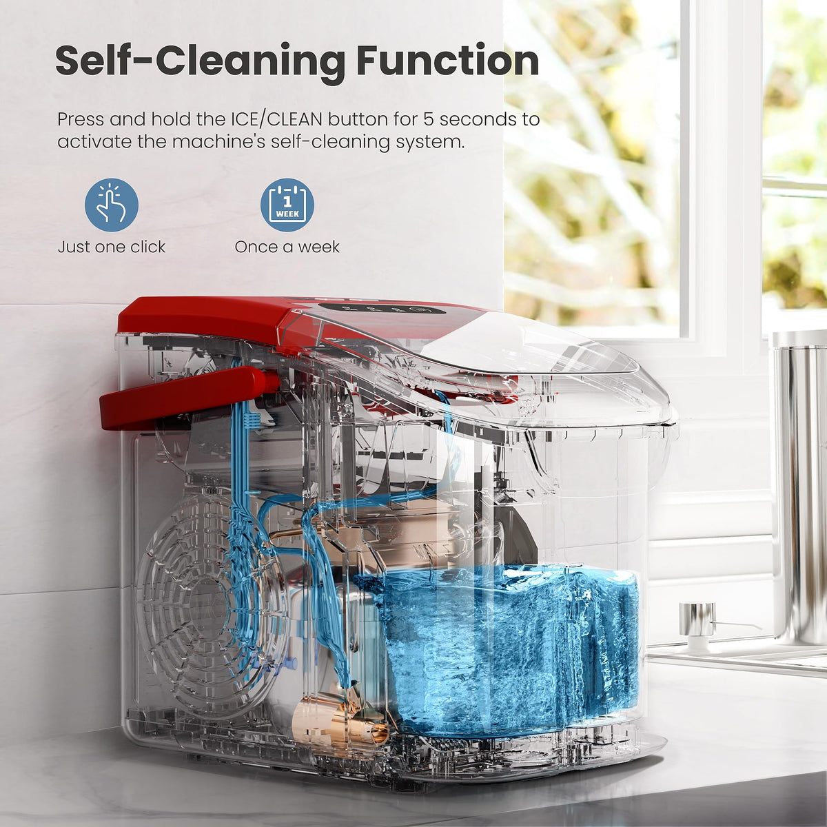 Crzoe Countertop Ice Maker, 26Lbs/24H, 2 Sizes of Ice, Self-Cleaning,Green Jansha Store