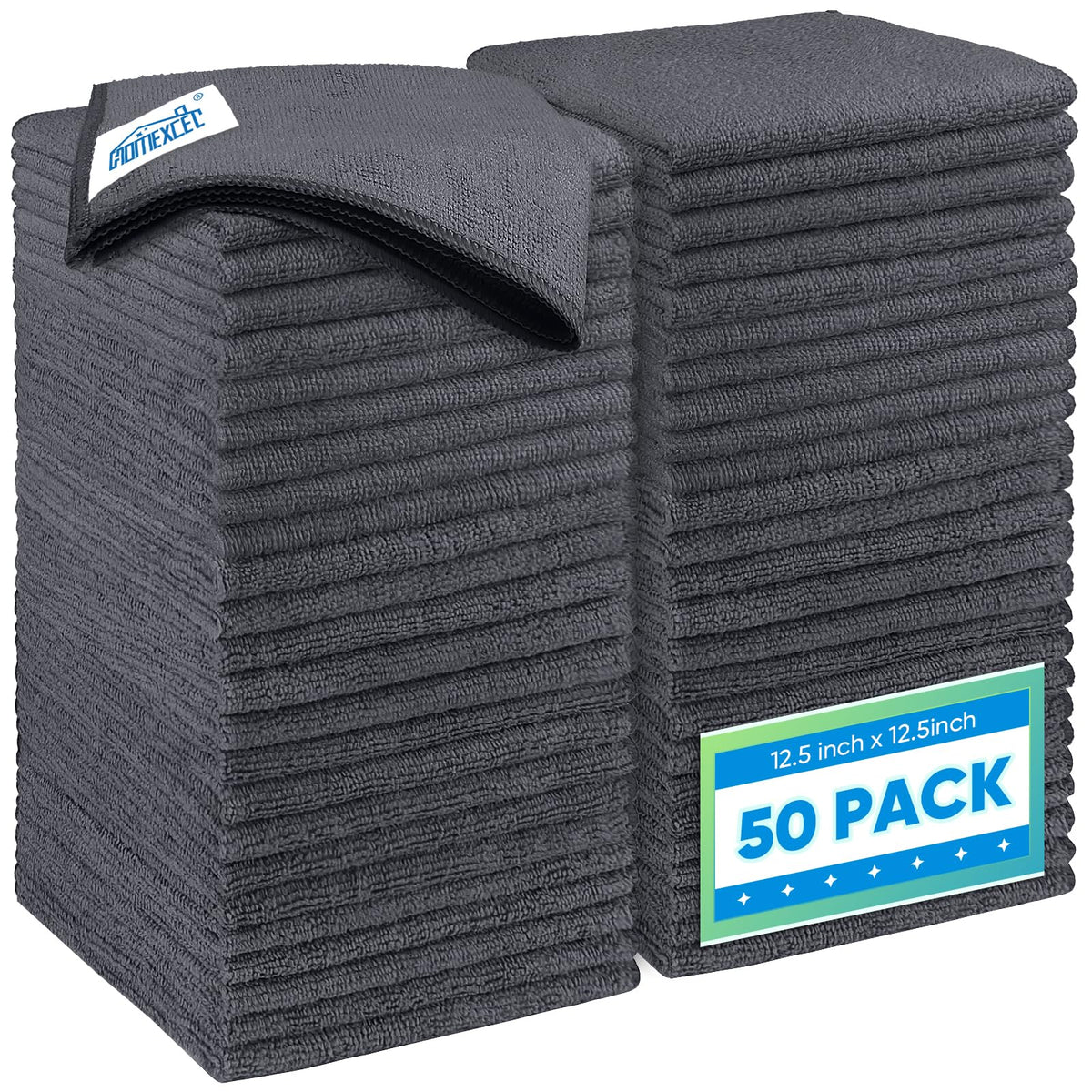 HOMEXCEL Microfiber Cleaning Cloth 12 Pack, 12.5 x 12.5 inch Microfiber Towels for Cars, Ultra Absorbent Washing Cloth, Lint Free Streak Free Cleaning Rags for Car, Kitchen, and Window (Grey) Jansha Store