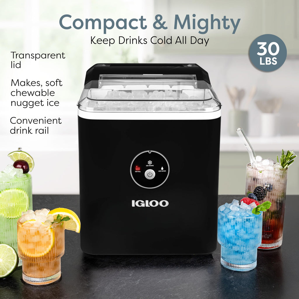 Igloo Premium Self-Cleaning Countertop Ice Maker Machine, Handled Portable Ice Maker, Produces 26 lbs. in 24 hrs. with Ice Cubes Ready in 6-8 Minutes, Comes with Ice Scoop and Basket Jansha Store