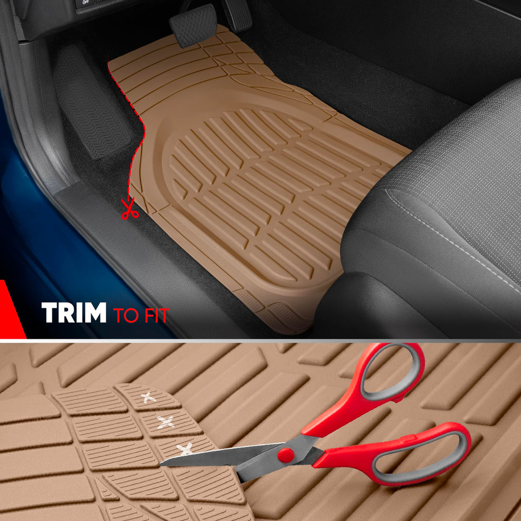 Motor Trend FlexTough Floor Mats for Cars, Black Deep Dish All-Weather Car Mats, Waterproof Trim-to Fit Automotive Floor Mats for Cars Trucks SUV, Universal Floor Liner Car Accessories Jansha Store