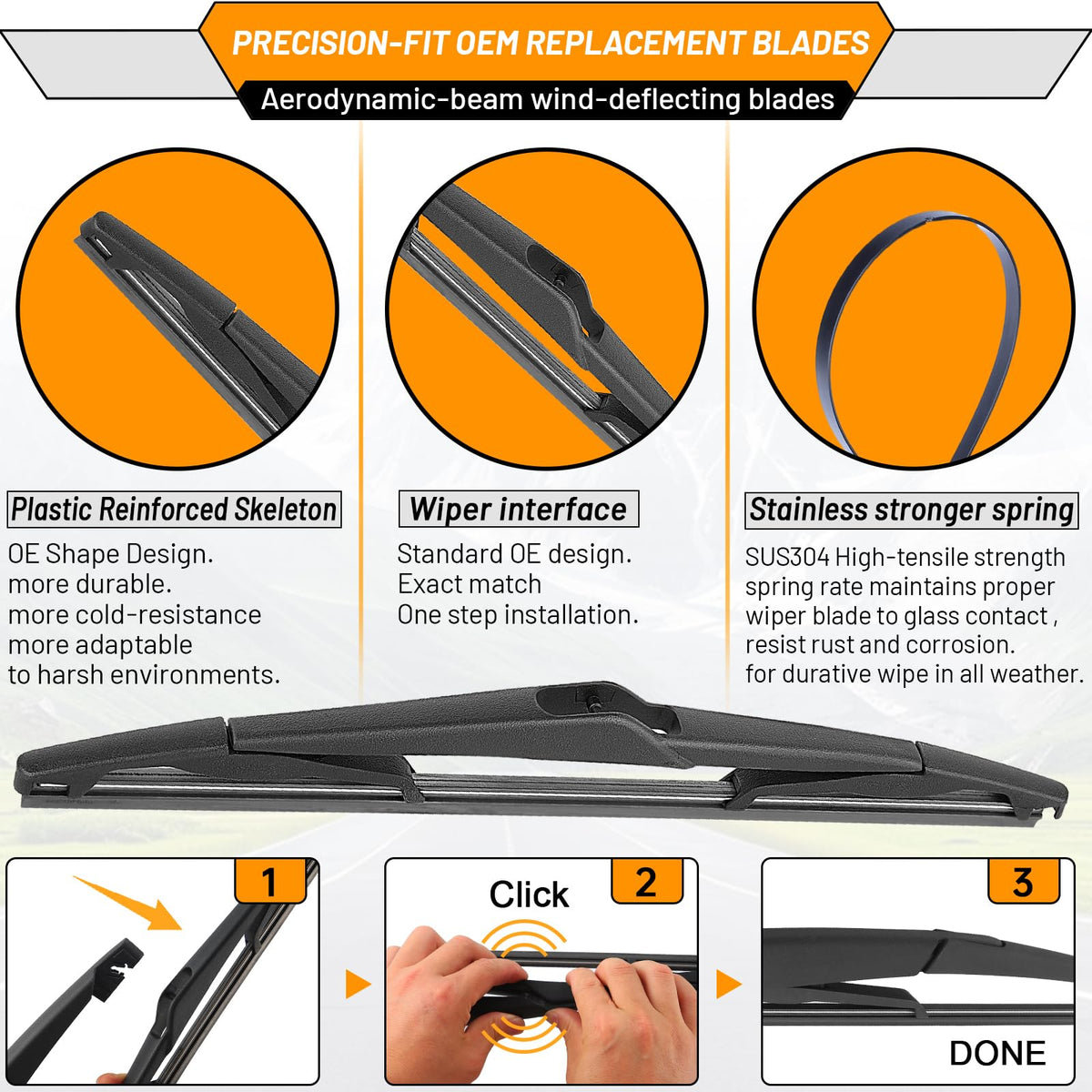 AUTOBOO Windshield Wiper Blade Replacement for Toyota RAV4 Mazda 5 Jansha Store