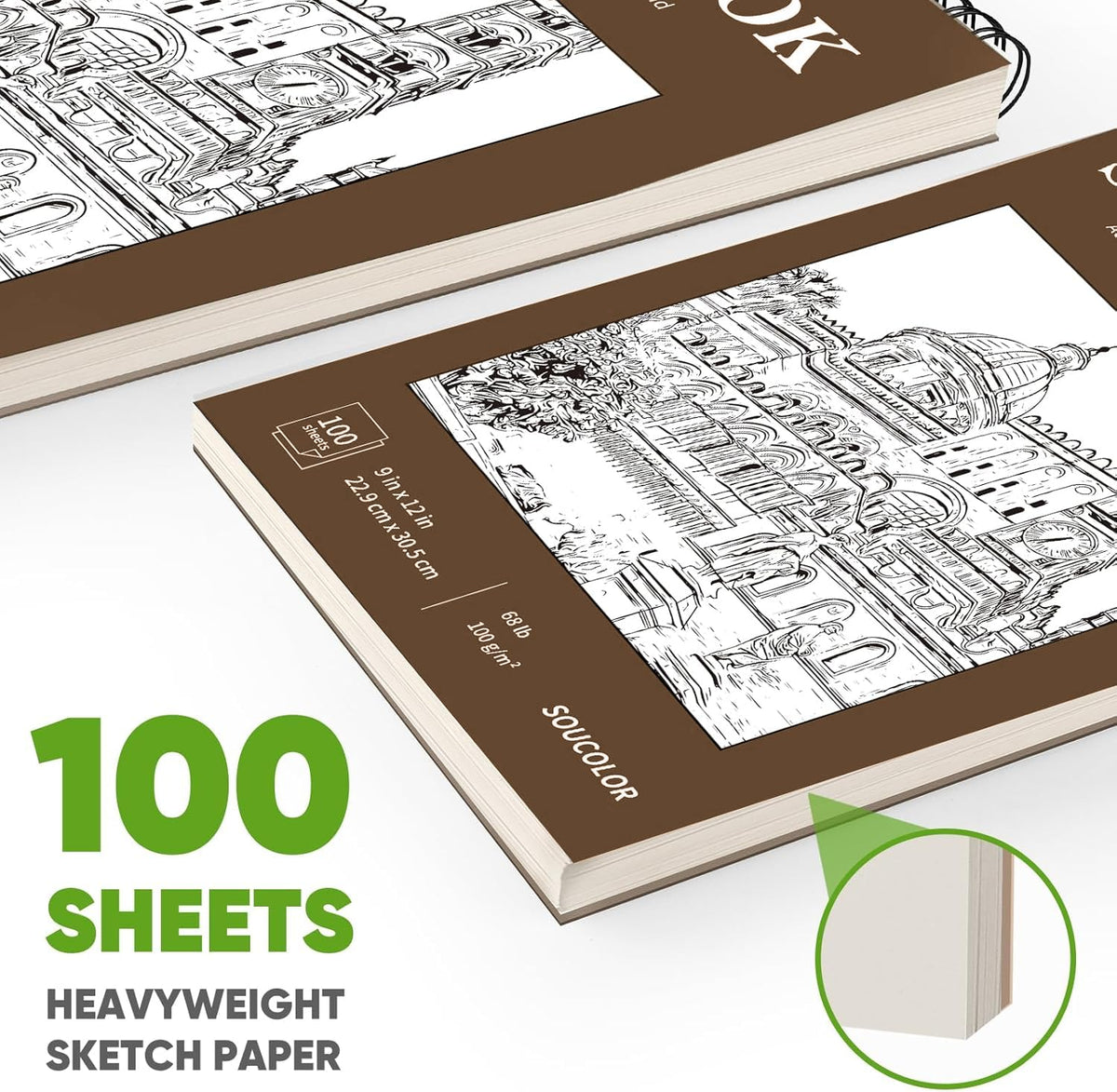 Soucolor Sketch Book 9" x 12", 100 Sheets Kids Art Sketchbook Drawing Pad Jansha Store