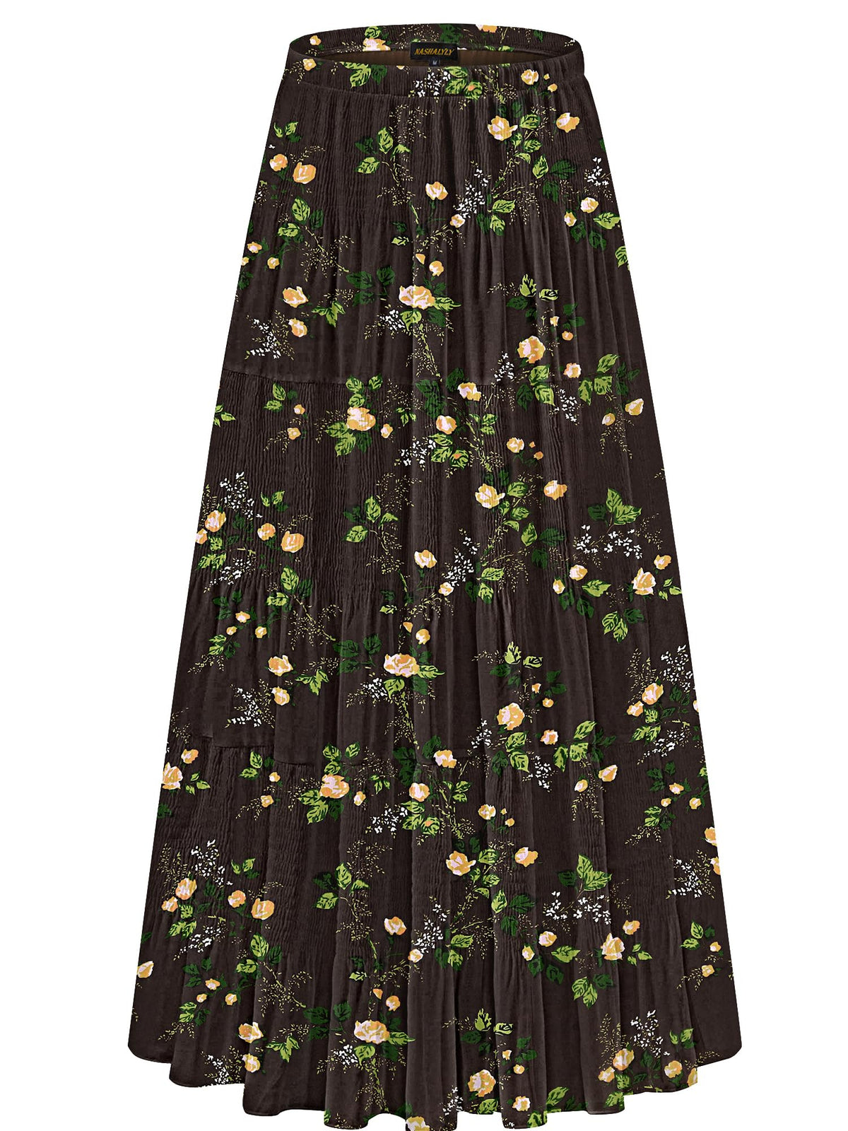 NASHALYLY Women's Chiffon Elastic High Waist Pleated A-Line Maxi Skirts Jansha Store