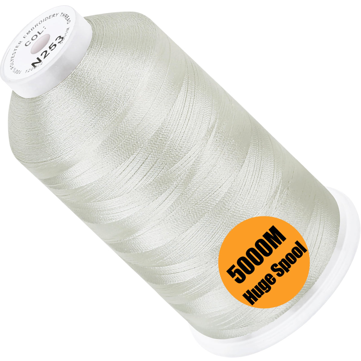 New brothread 5000M Huge Spool Embroidery Machine Thread - White Jansha Store
