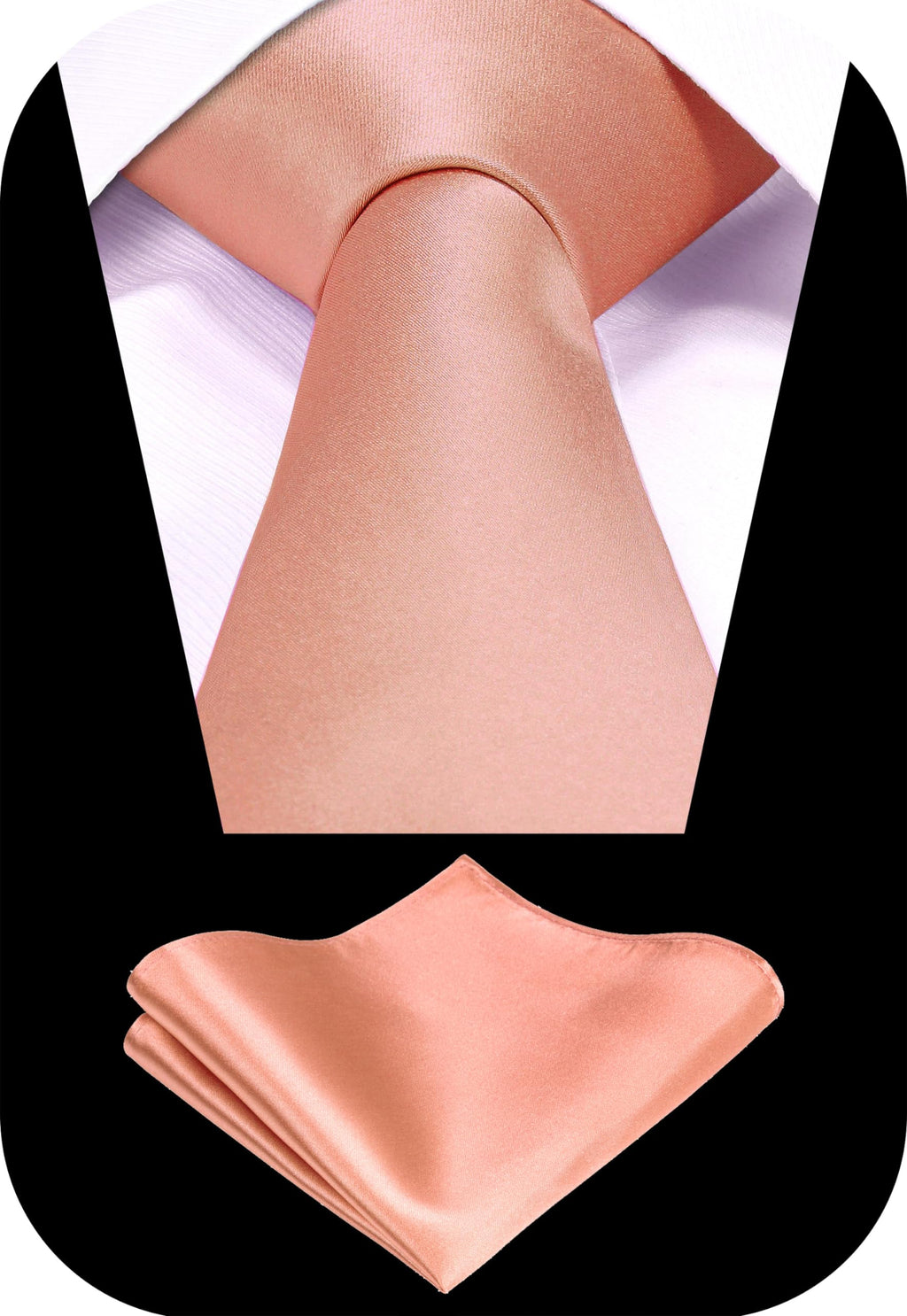 TIE G Solid Satin Woven dyed Color Formal Black Necktie and Pocket Square Sets in Gift Box Jansha Store