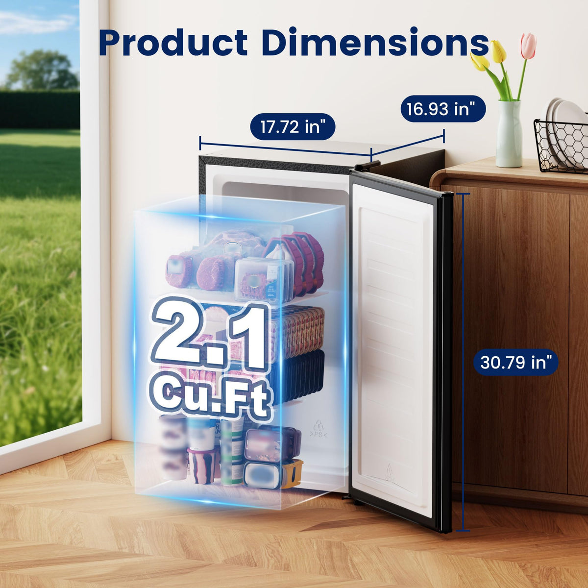 BANGSON 1.1 Cu.ft Upright Mini Freezer for Dorms Apartment, Silver Jansha Store
