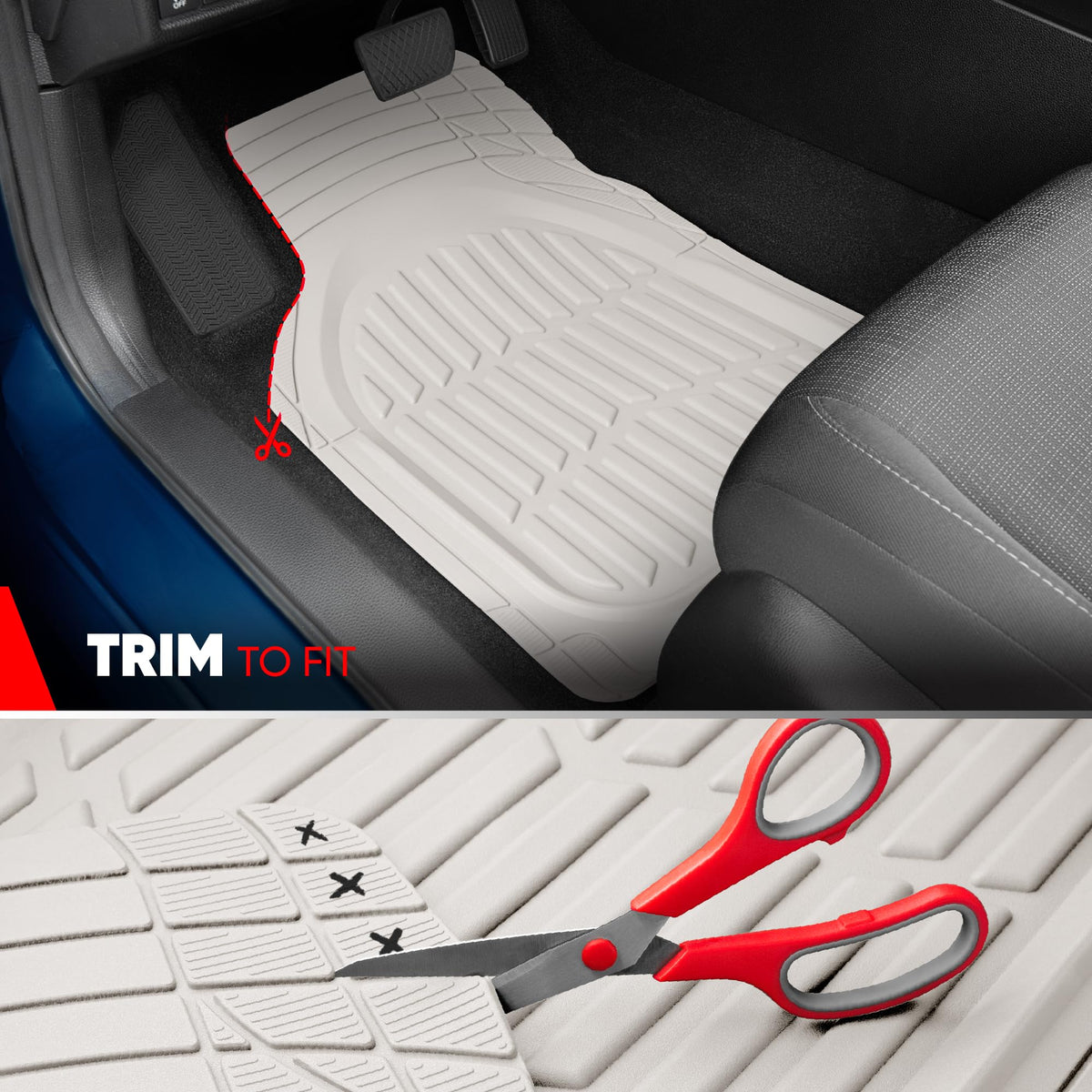 Motor Trend FlexTough Floor Mats for Cars, Black Deep Dish All-Weather Car Mats, Waterproof Trim-to Fit Automotive Floor Mats for Cars Trucks SUV, Universal Floor Liner Car Accessories Jansha Store