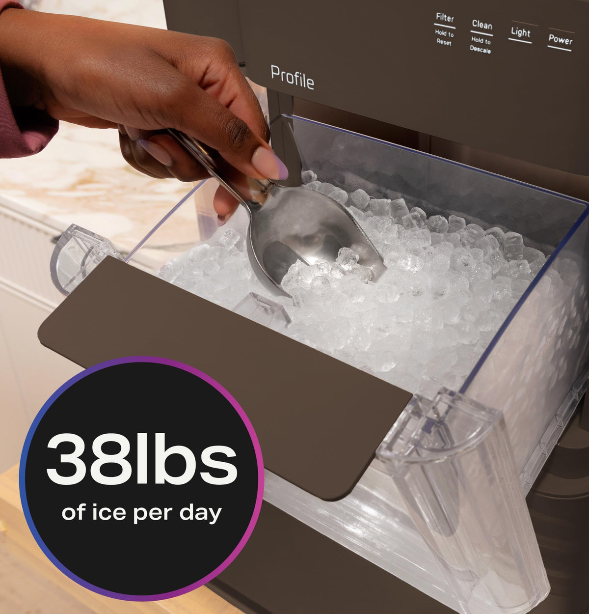 GE Profile Opal Ultra, Countertop Nugget Ice Maker, 1 Gal XL Side Tank, *Amazon Exclusive*, 38 lbs/Day, Pebble Pellet Crushed Ice Machine, WiFi Black Stainless Steel Jansha Store