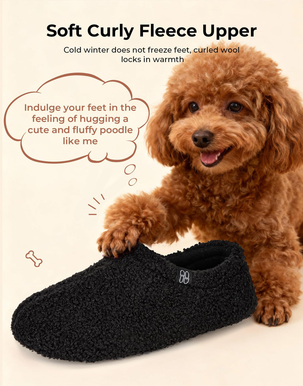 HomeTop Women's Fuzzy Curly Fur Fleece Lining Memory Foam Loafer Slippers Jansha Store