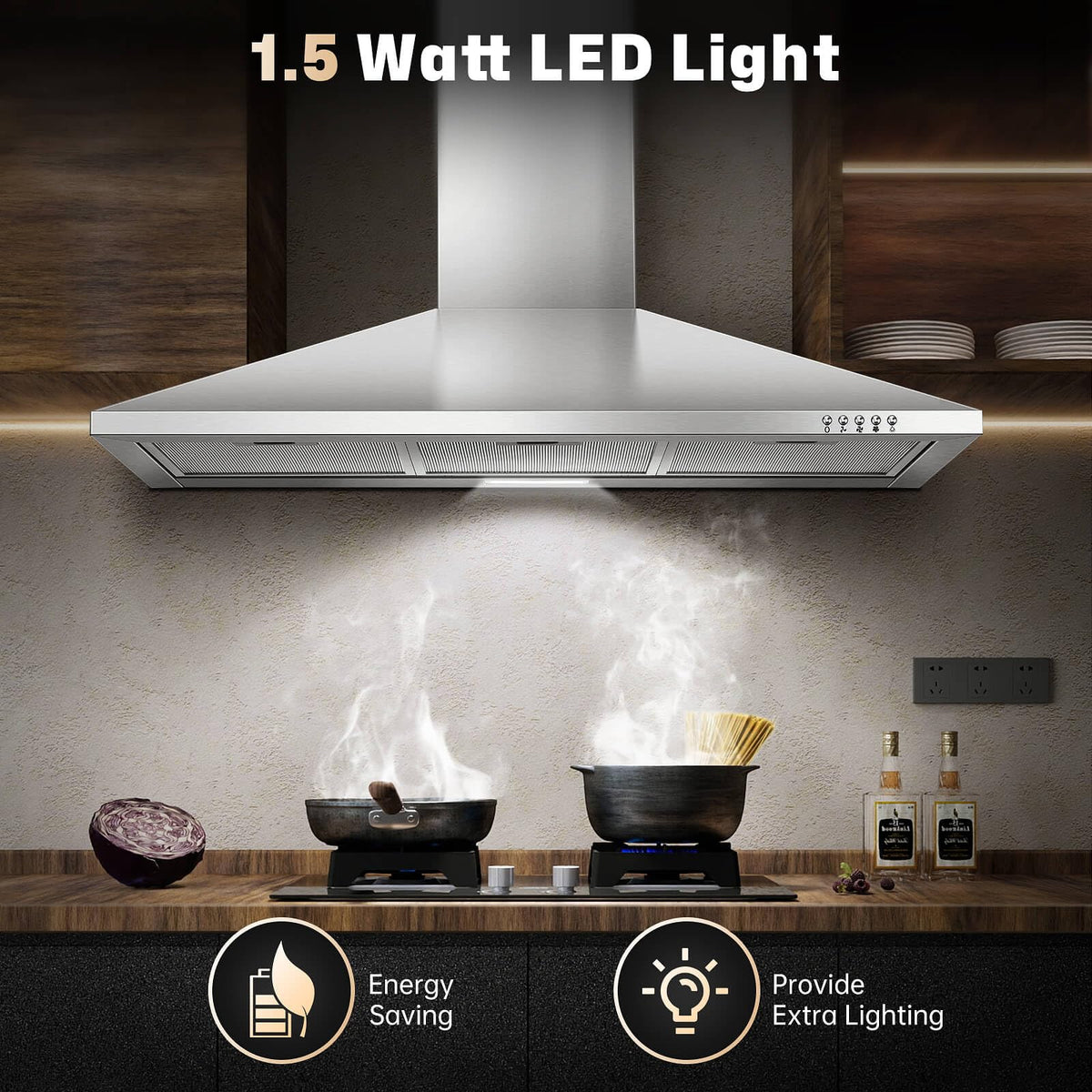 SNDOAS Black Range Hood,Wall Mount Range Hood 30 inch,Stainless Steel Kitchen Hood with Ducted/Ductless Convertible,Stove Vent Hood,Aluminum Filters,3 Speed Exhaust Fan,LED Light,Button Control Jansha Store