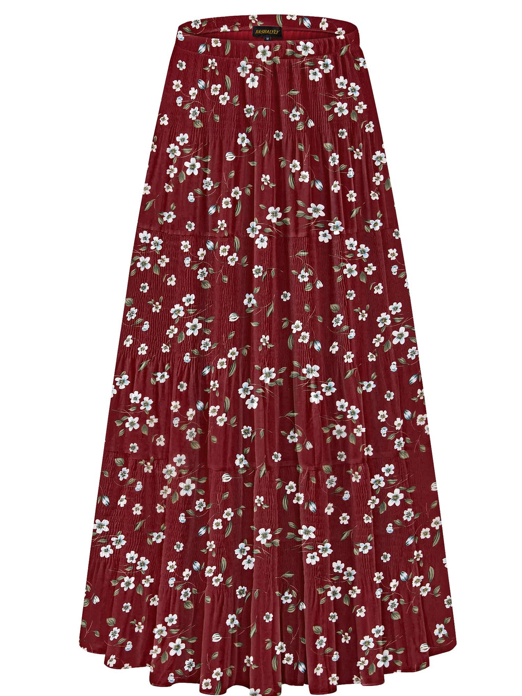NASHALYLY Women's Chiffon Elastic High Waist Pleated A-Line Maxi Skirts Jansha Store