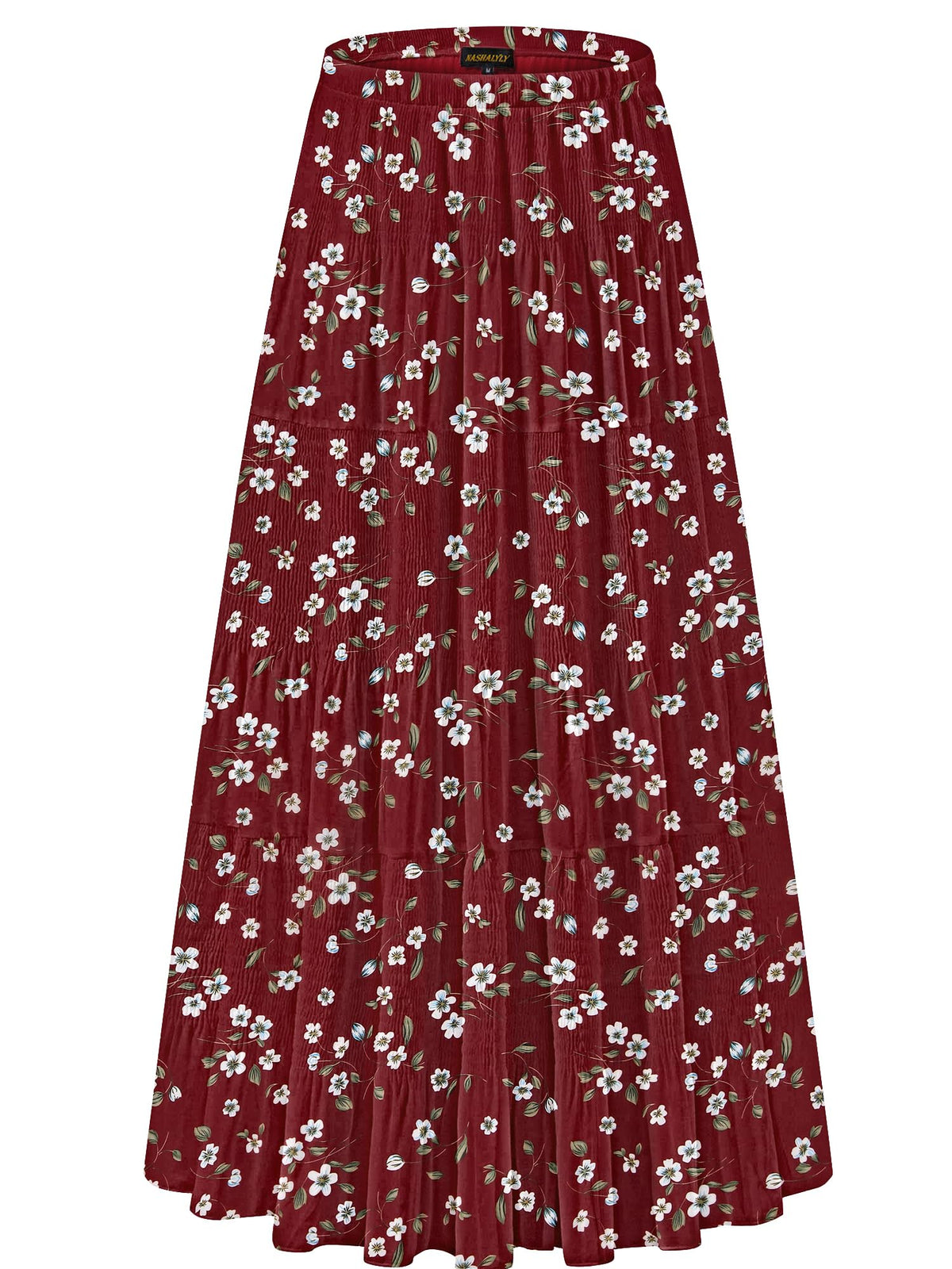 NASHALYLY Women's Chiffon Elastic High Waist Pleated A-Line Maxi Skirts Jansha Store