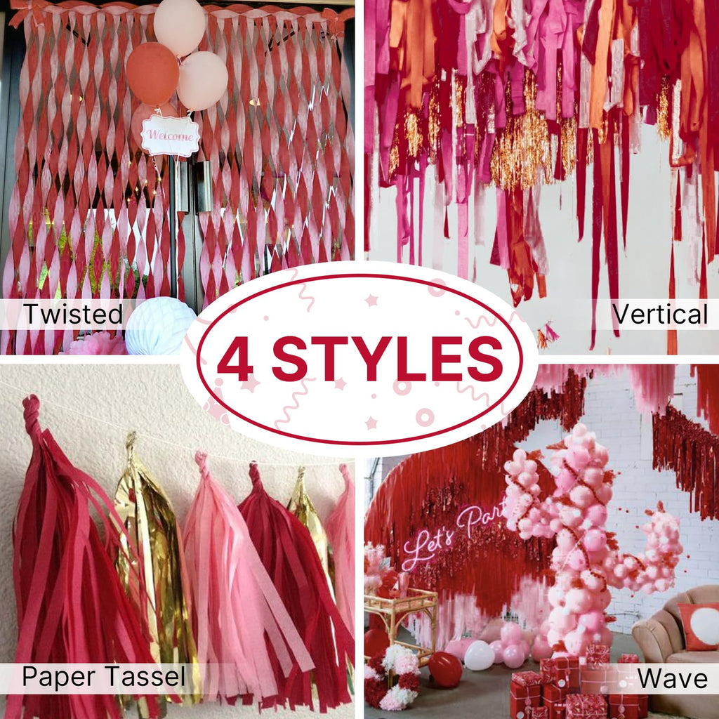 PartyWoo Pastel Crepe Paper Streamers 6 Rolls 492 FT Streamers Jansha Store