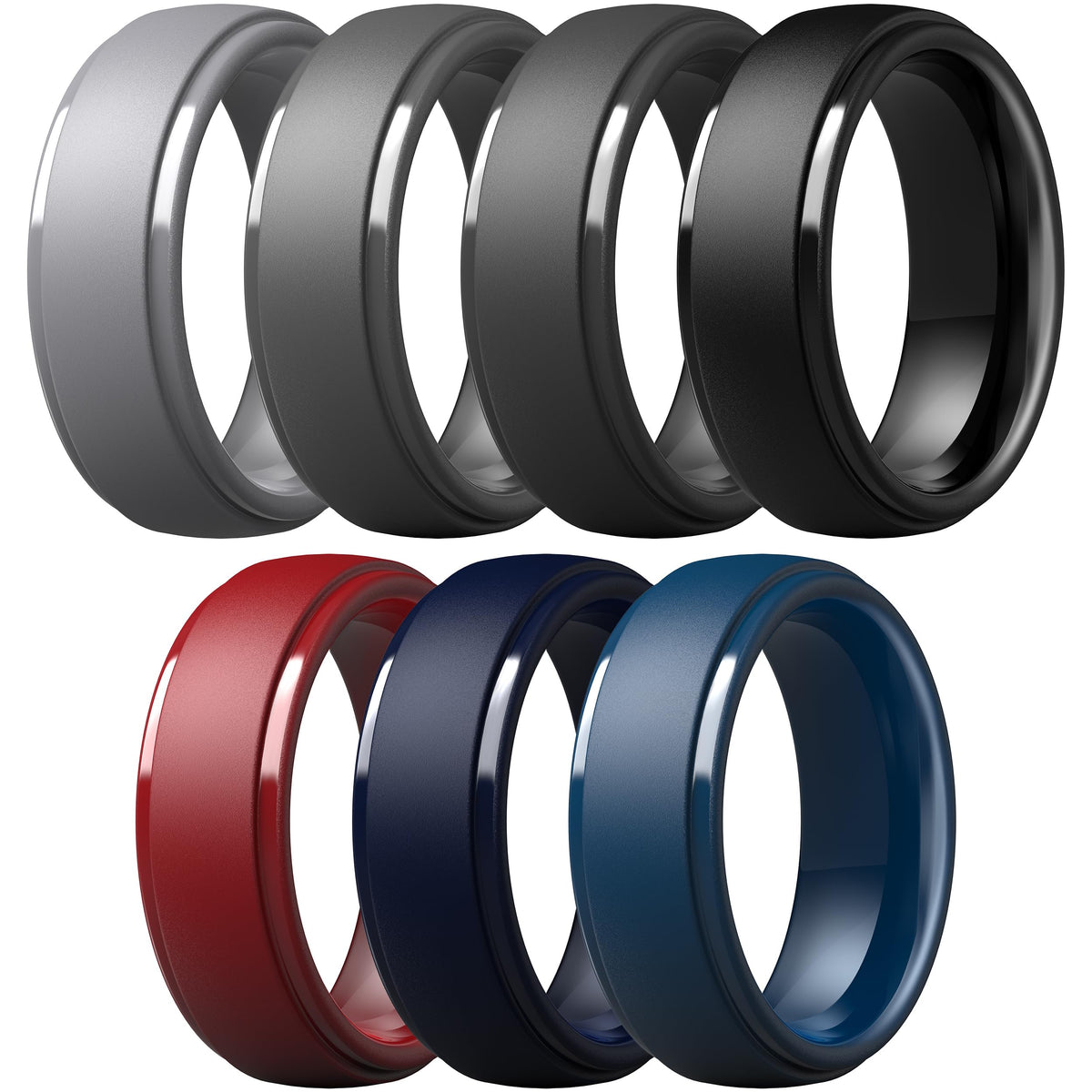 ThunderFit Silicone Rings for Men, Step Edge Rubber Wedding Bands 10mm Wide Jansha Store