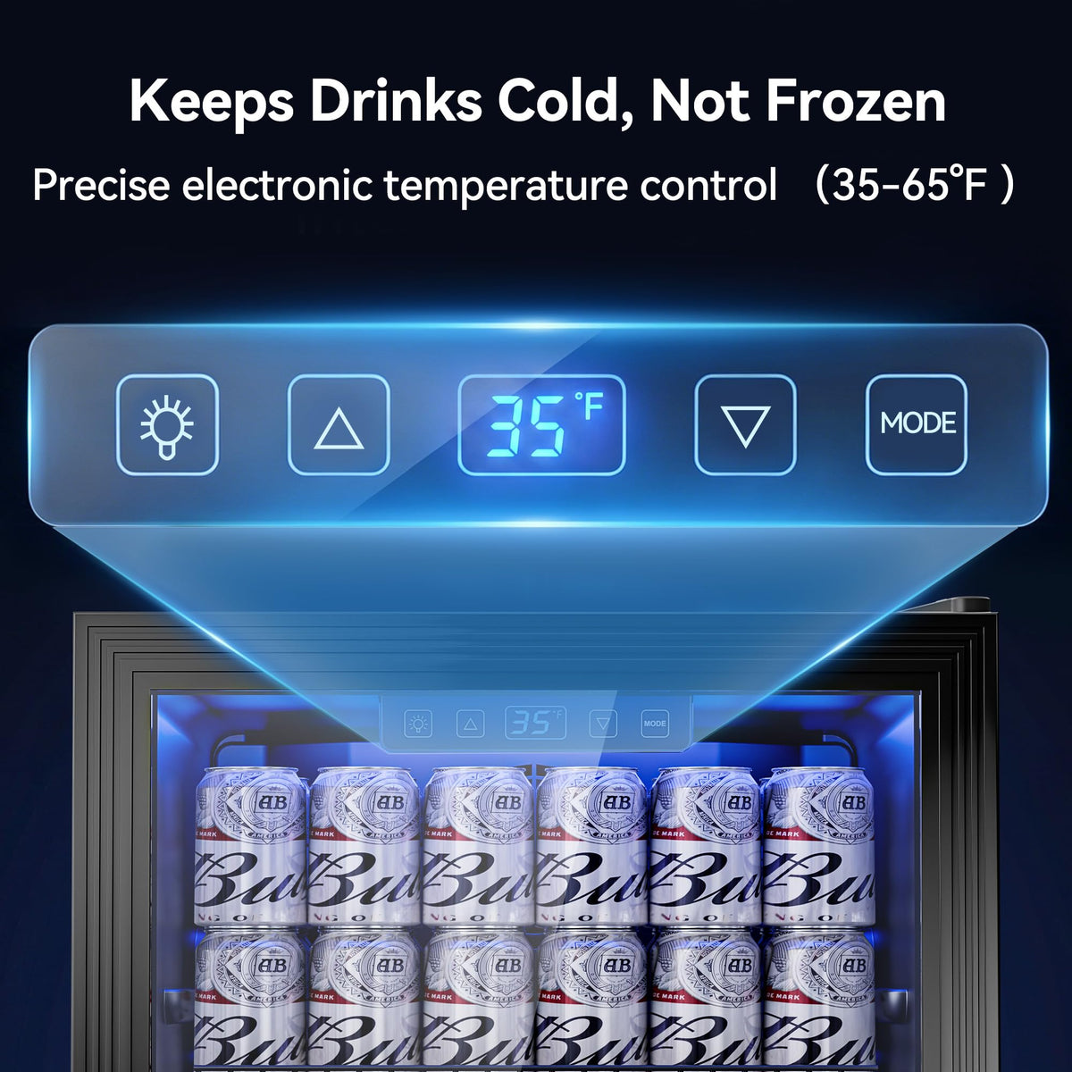 3.2 Cuft Beverage Fridge, 128 Can Mini Fridge, Glass Door, 35–65°F, Black Jansha Store