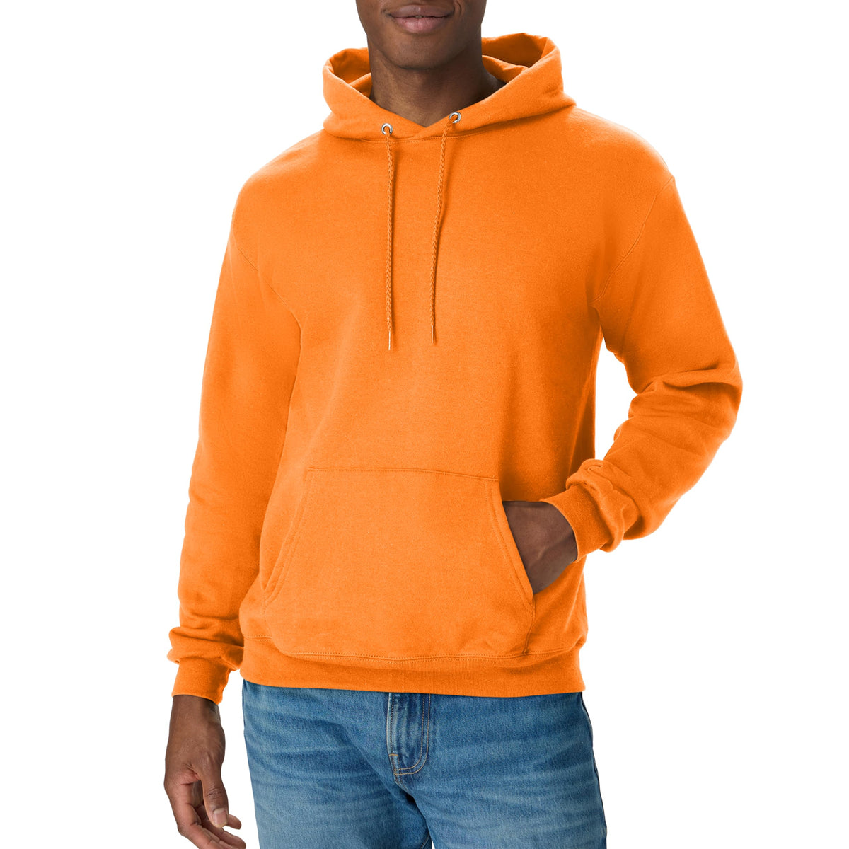 Hanes EcoSmart fleece hoodie detail of the ribbed waistband and hem