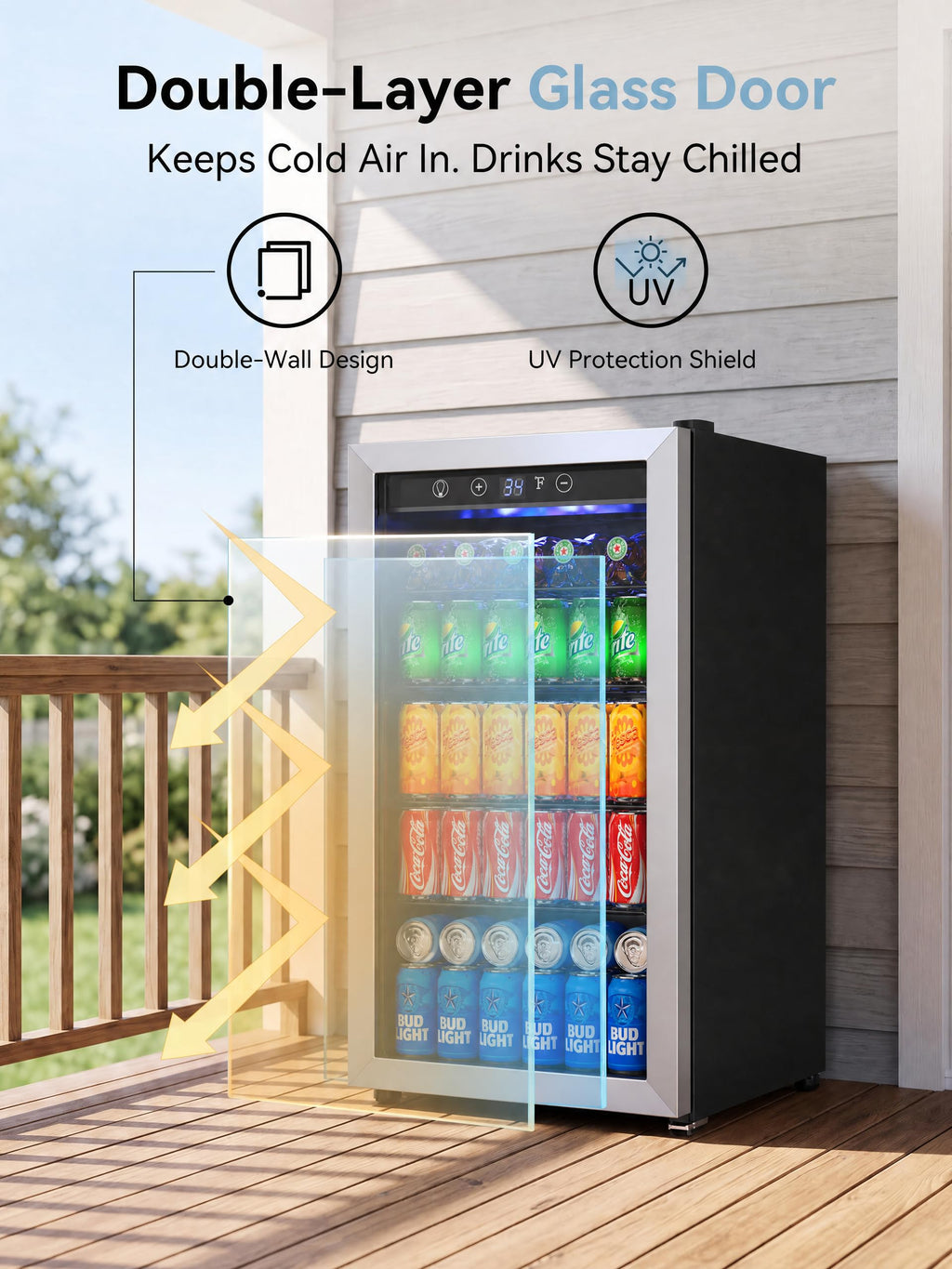Icyglee 3.2 Cu.Ft Beverage Refrigerator Cooler, 126 Can Mini Fridge,Silver Jansha Store