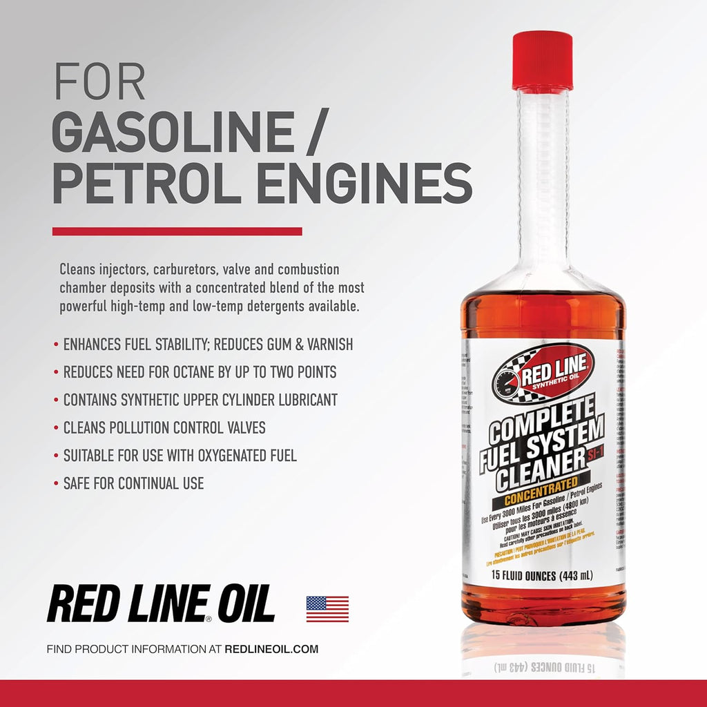 Red Line 60103 SI-1 Complete Fuel System Cleaner - 15 Ounce- Fuel Injector Cleaner and Carburetor Cleaner for Corrosion Prevention and Injector, Valve, and Combustion Chamber Deposit Removal Jansha Store