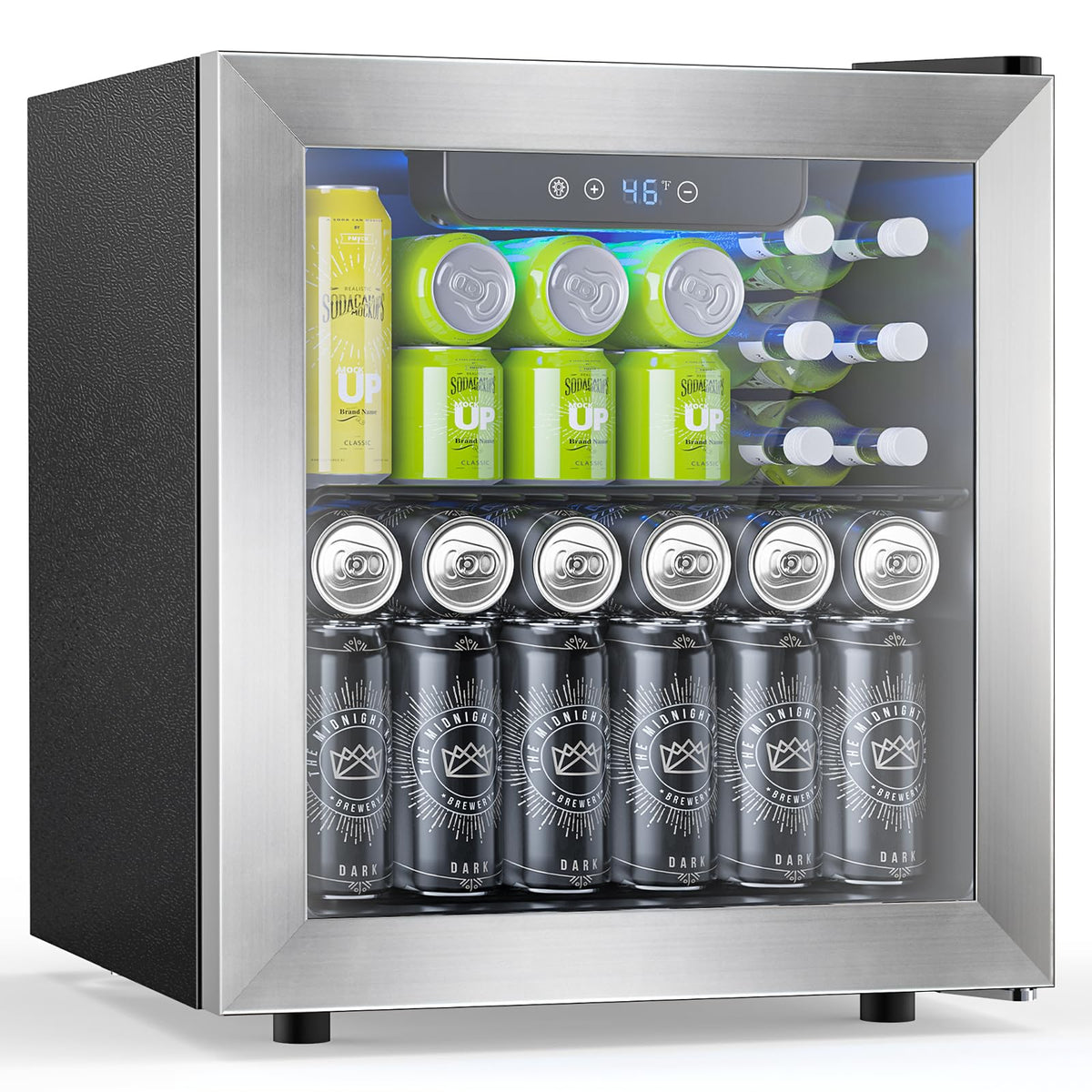 Electactic Wine Cooler 37 Bottle Freestanding Fridge with Stainless Steel Reversible Glass Door, 145 Can Beverage Refrigerator Quiet Compressor for Home Kitchen Bar, 4.5 Cu.ft Silver Jansha Store