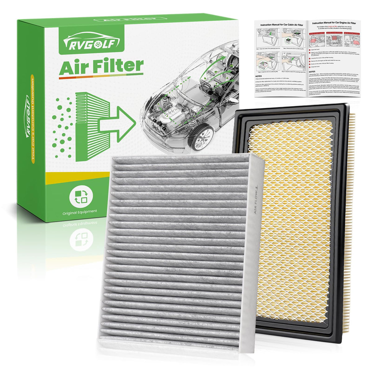 Not for Hybrid, Engine+Cabin Air Filter Fit 2015-2019 Sonata 2.4L (Gas) Jansha Store