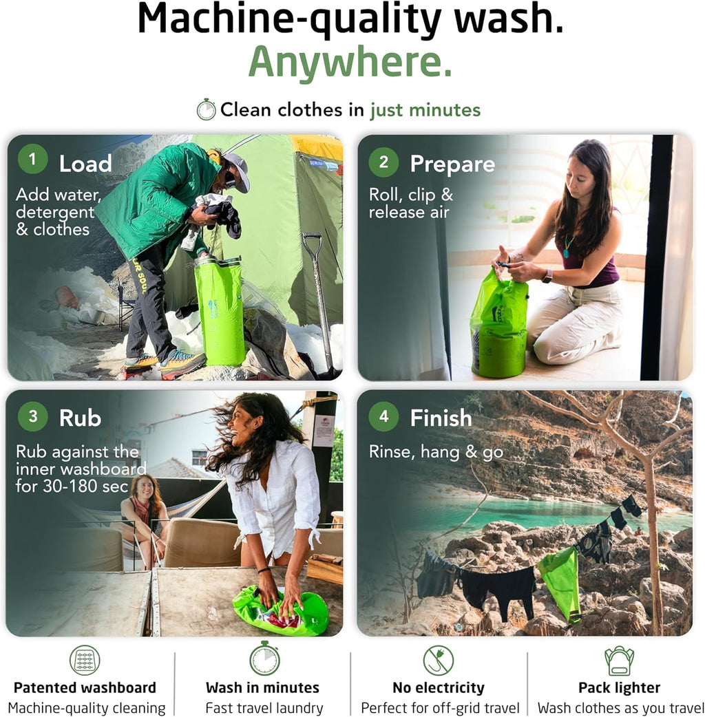 Scrubba Wash Bag Patented Washboard-in-a-Bag™ 5 oz Travel Clothes Washer Jansha Store
