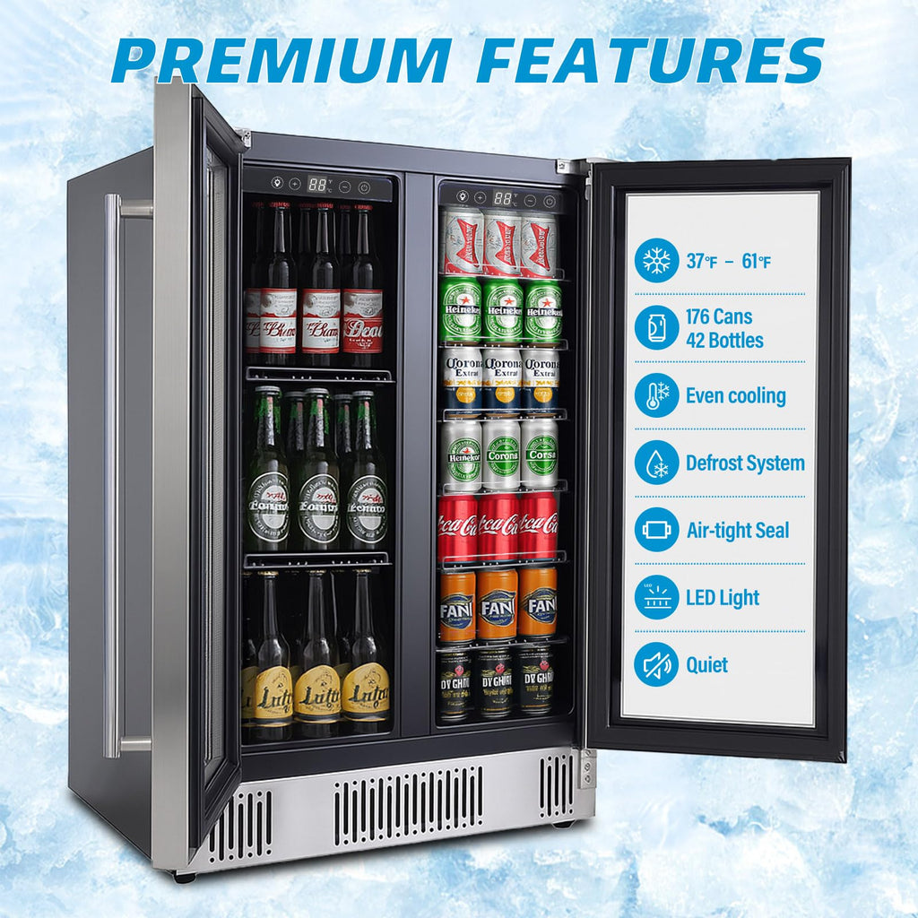DOGHLY 1.7 Cu.ft Mini Fridge Glass Door, 72 Cans Beverage Refrigerator Jansha Store