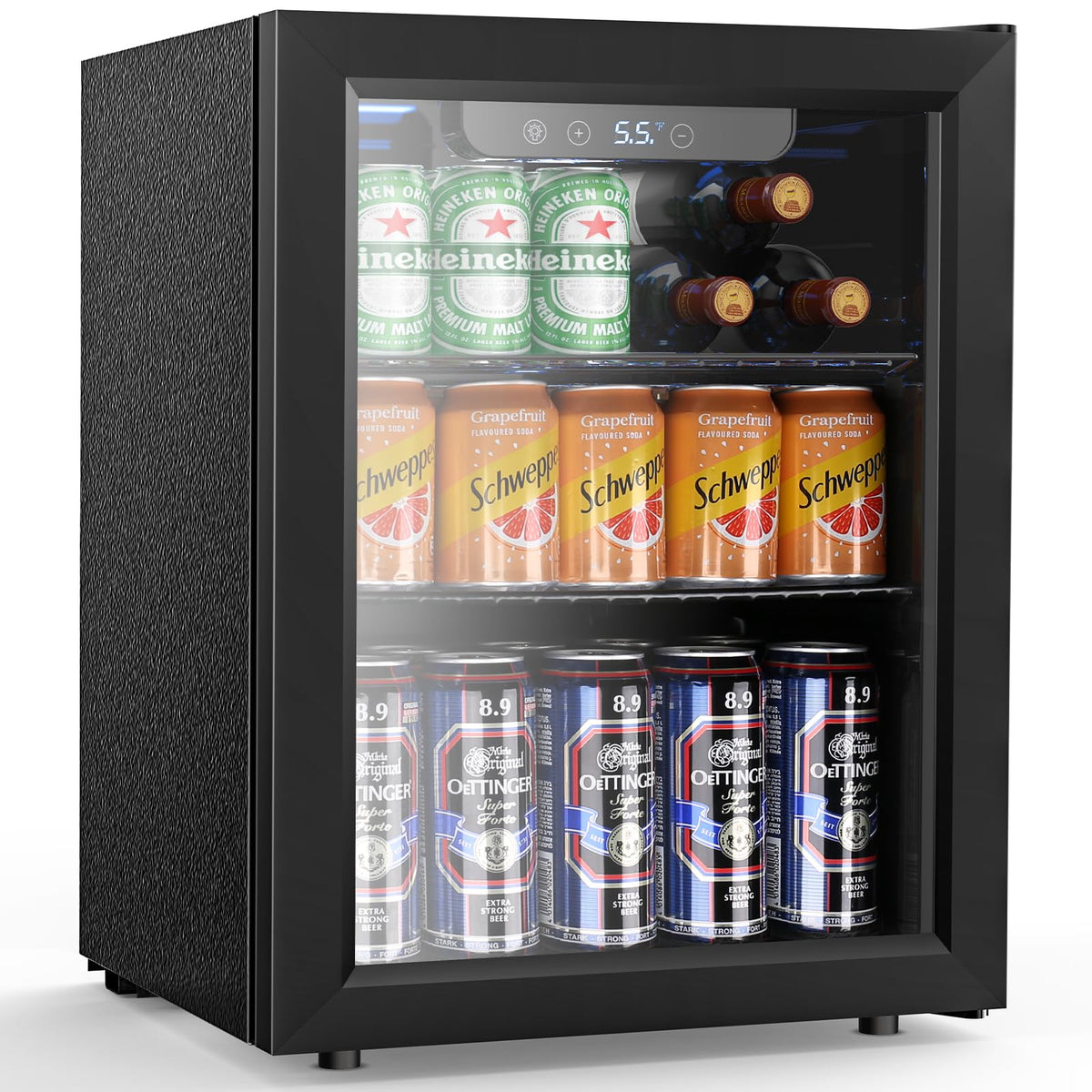 Electactic Wine Cooler 37 Bottle Freestanding Fridge with Stainless Steel Reversible Glass Door, 145 Can Beverage Refrigerator Quiet Compressor for Home Kitchen Bar, 4.5 Cu.ft Silver Jansha Store