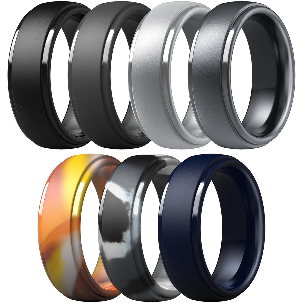 ThunderFit Silicone Rings for Men, Step Edge Rubber Wedding Bands 10mm Wide Jansha Store