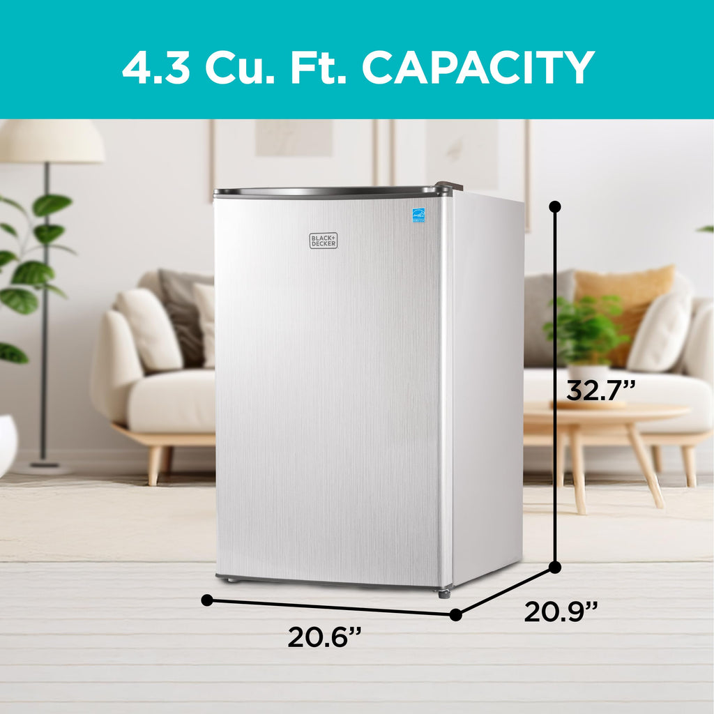 BLACK+DECKER 2.5 Cu. Ft. Compact Refrigerator, BCRK25V, Stainless Look Jansha Store
