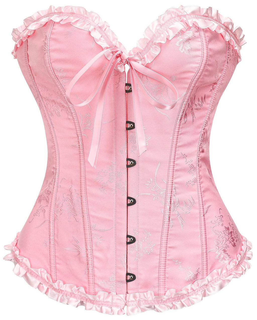 Back view of the overbust corset top with adjustable lace-up ribbon closure