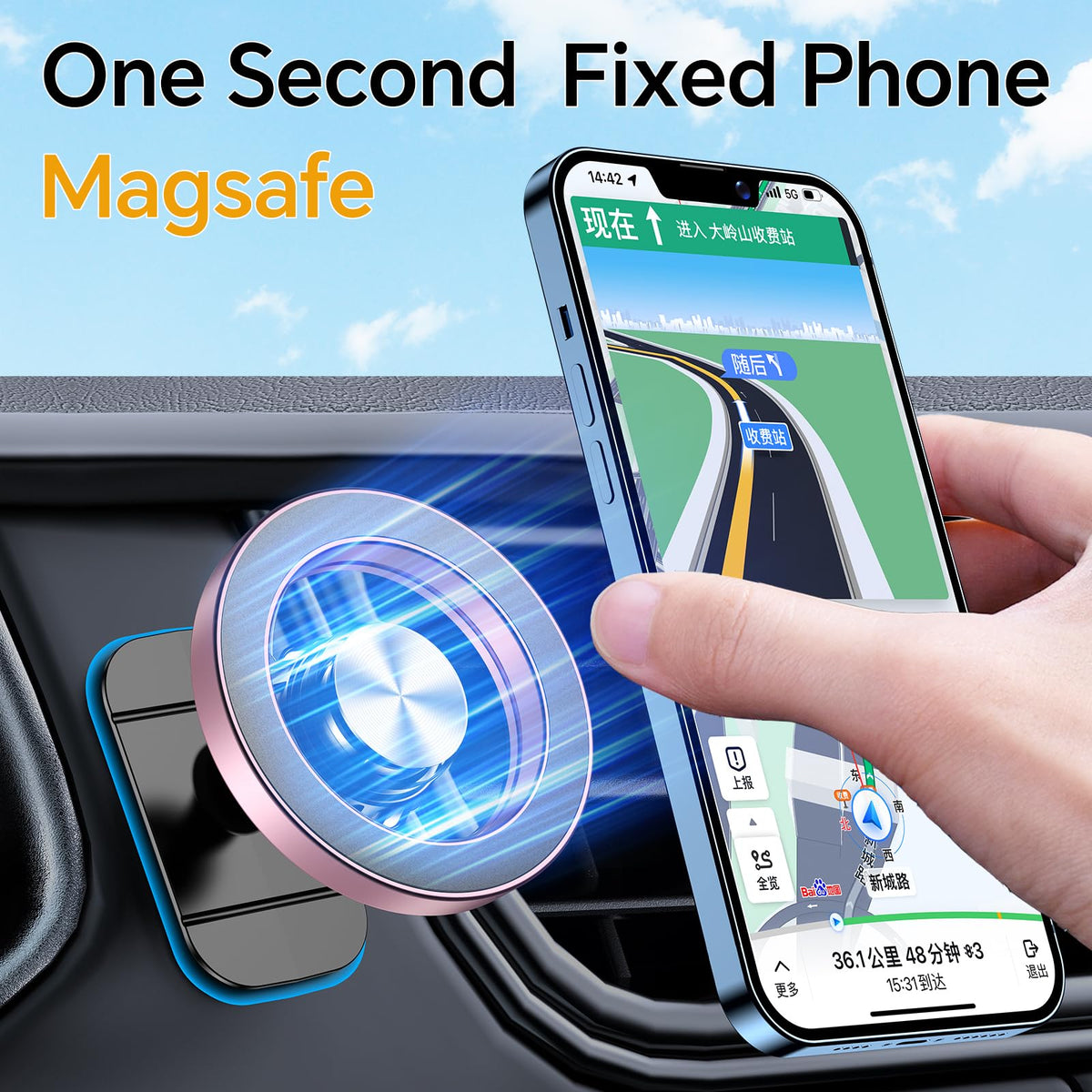 Kaistyle for Magsafe Car Mount【Strong Magnet】 Magnetic Phone Holder for Car Phone Holder Mount Dash Mounted Holders Phone Holders for Your Car Accessories for Women Men for iPhone 18 Pro Max 17 16 15 Jansha Store