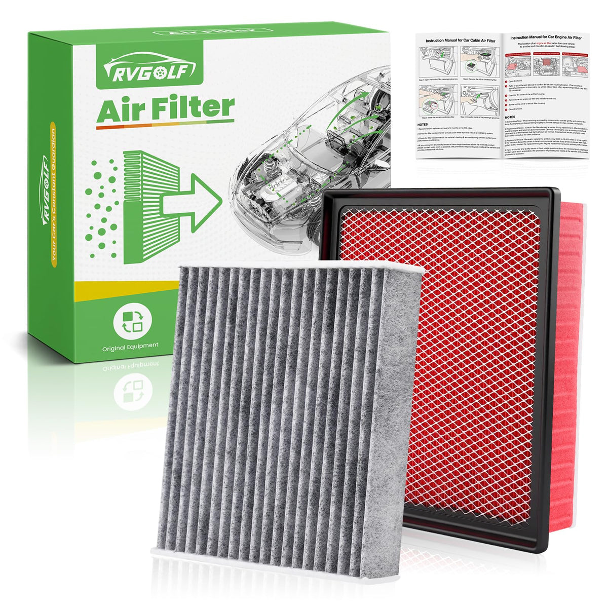 Not for Hybrid, Engine+Cabin Air Filter Fit 2015-2019 Sonata 2.4L (Gas) Jansha Store