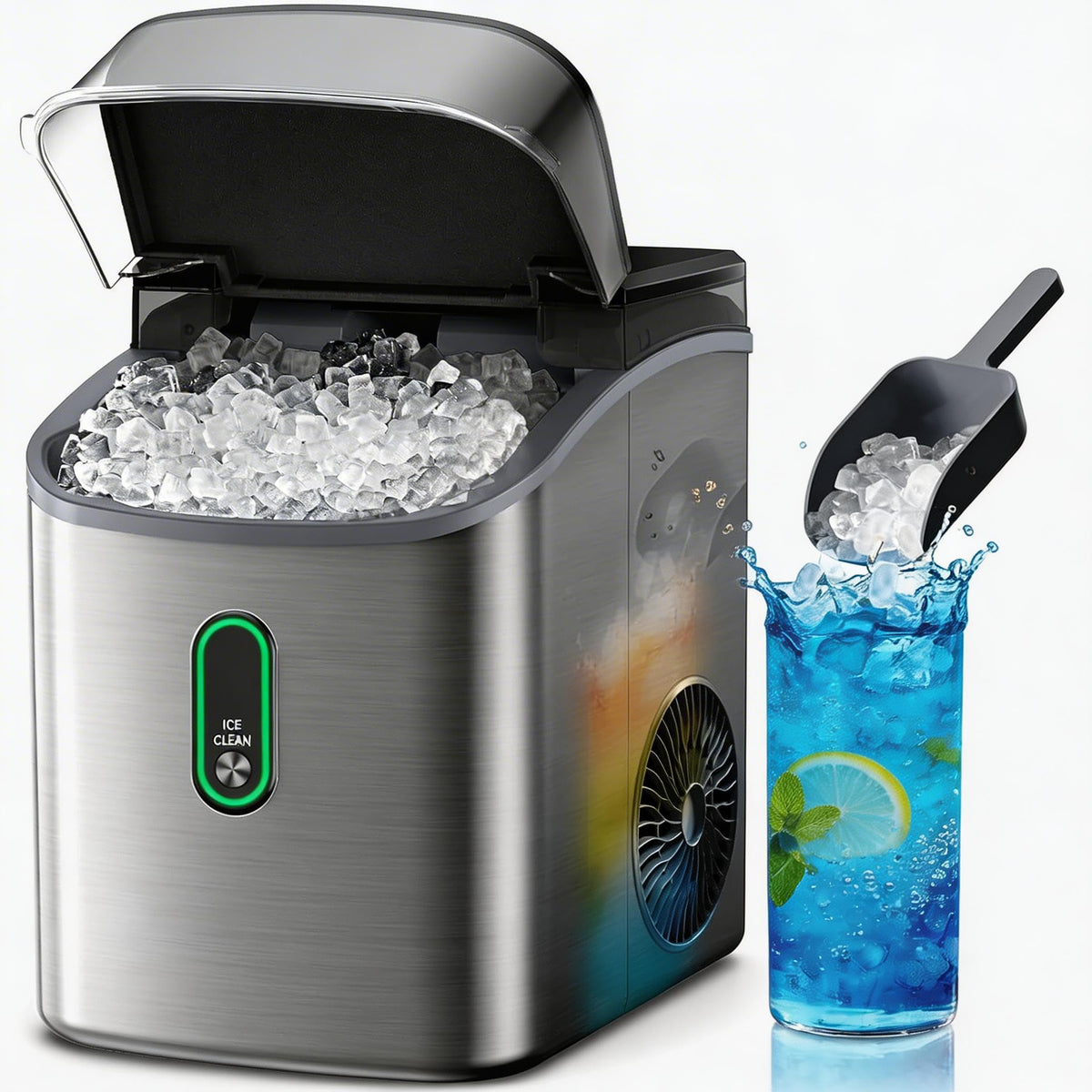 Silonn Countertop Ice Maker, Ice Makers Countertop with 2.5L Expandable Ice Basket & 1.8L Water Tank, 26Lbs/24H, 9 Bullet Ice in 6 Mins, Self-Cleaning, 2 Ice Sizes for Home Kitchen Jansha Store