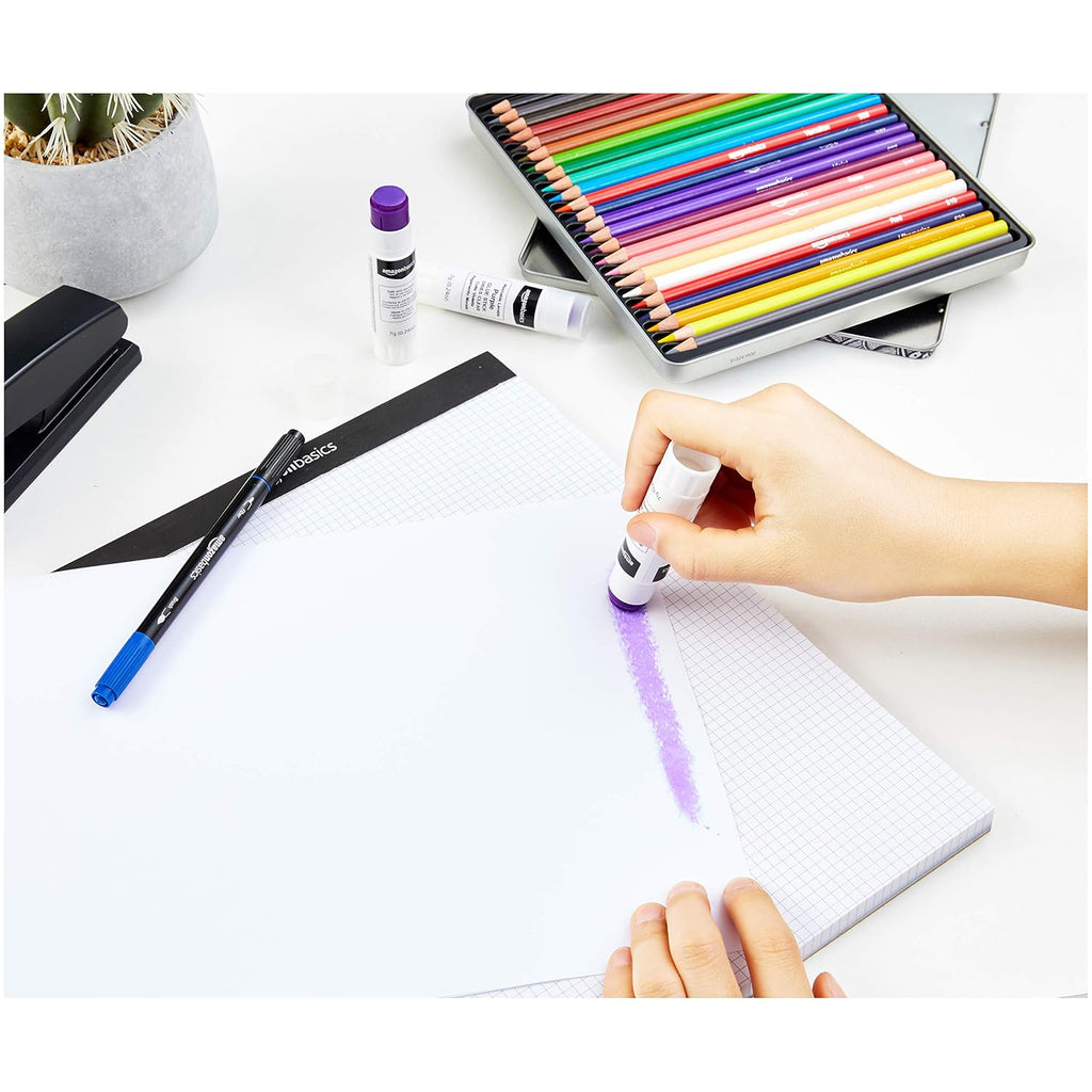 Amazon Basics Purple Washable School Glue Sticks for Classroom Supplies and Crafting, Dries Clear, 0.24-oz Stick, 30-Pack Jansha Store