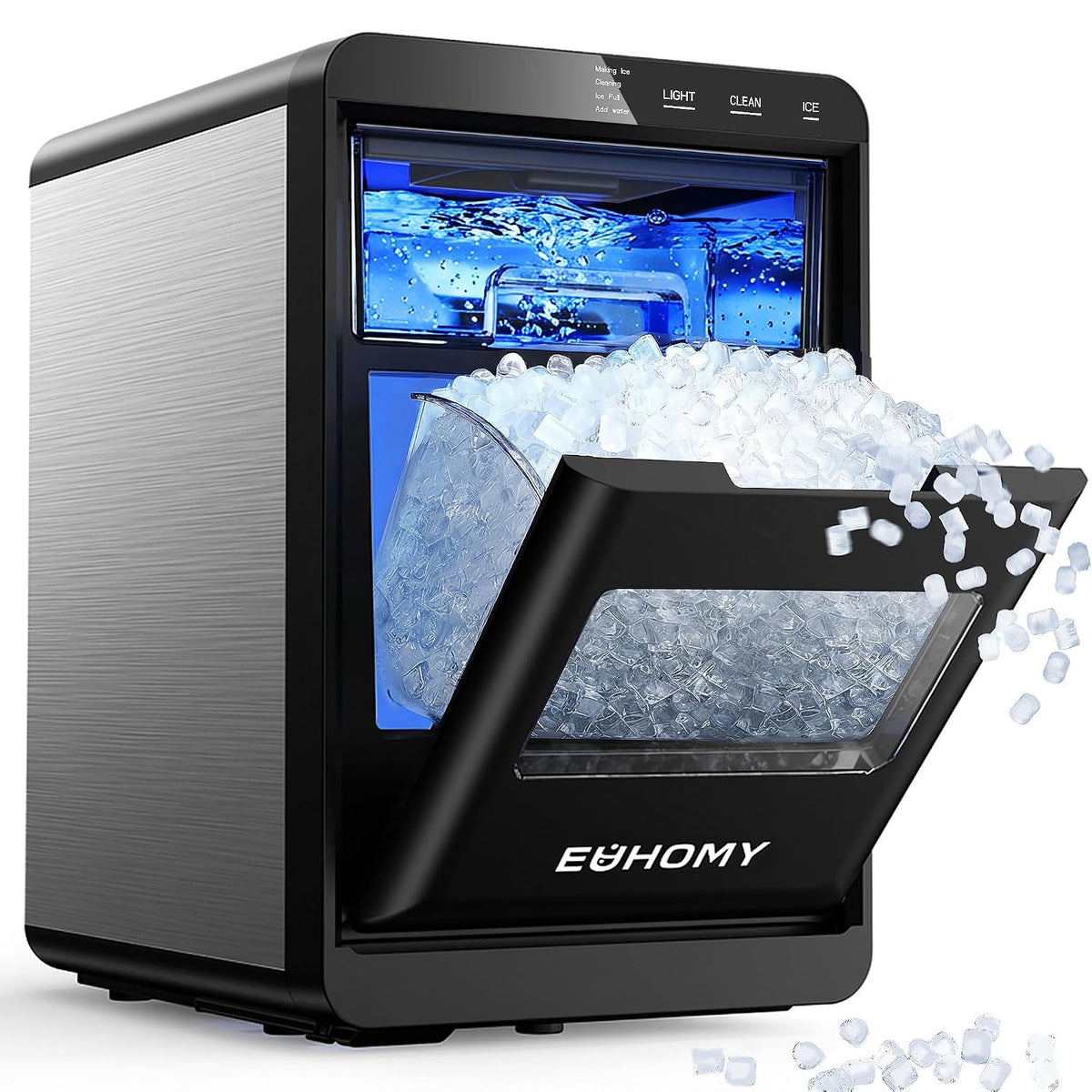 EUHOMY Nugget Ice Maker Countertop, 40Lbs/24H Sonic Ice Maker Machine, Self-Cleaning Pellet Ice Makers with Ice Scoop&Basket, Countertop Pebble Ice Maker for Home/Kitchen/Office Jansha Store