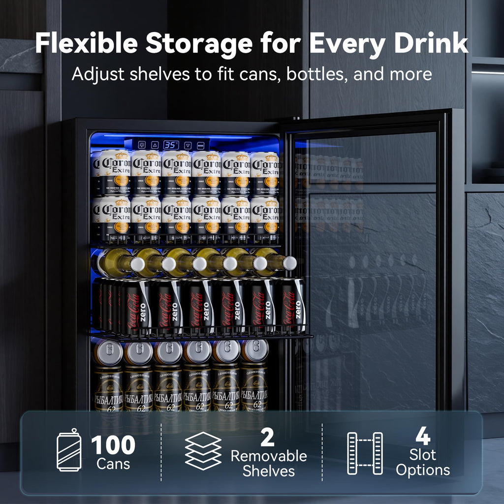 18L Beverage Refrigerator Cooler, 24-Can Mini Fridge with Glass Door Jansha Store