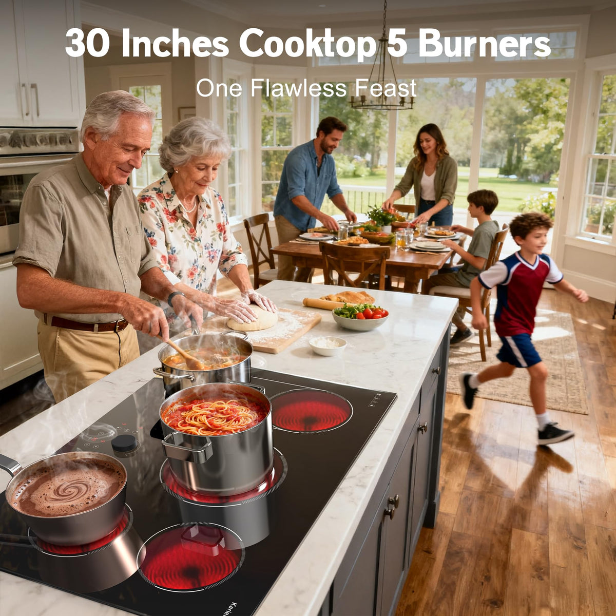 2 Burner Electric Cooktop 110V, 2000W, 24" Countertop & Built-in Jansha Store